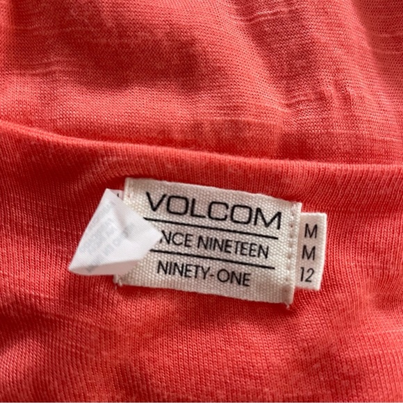 Volcom True To This Deep V Plunge Coral Midi Dress Embroidered Size Medium - Picture 2 of 8